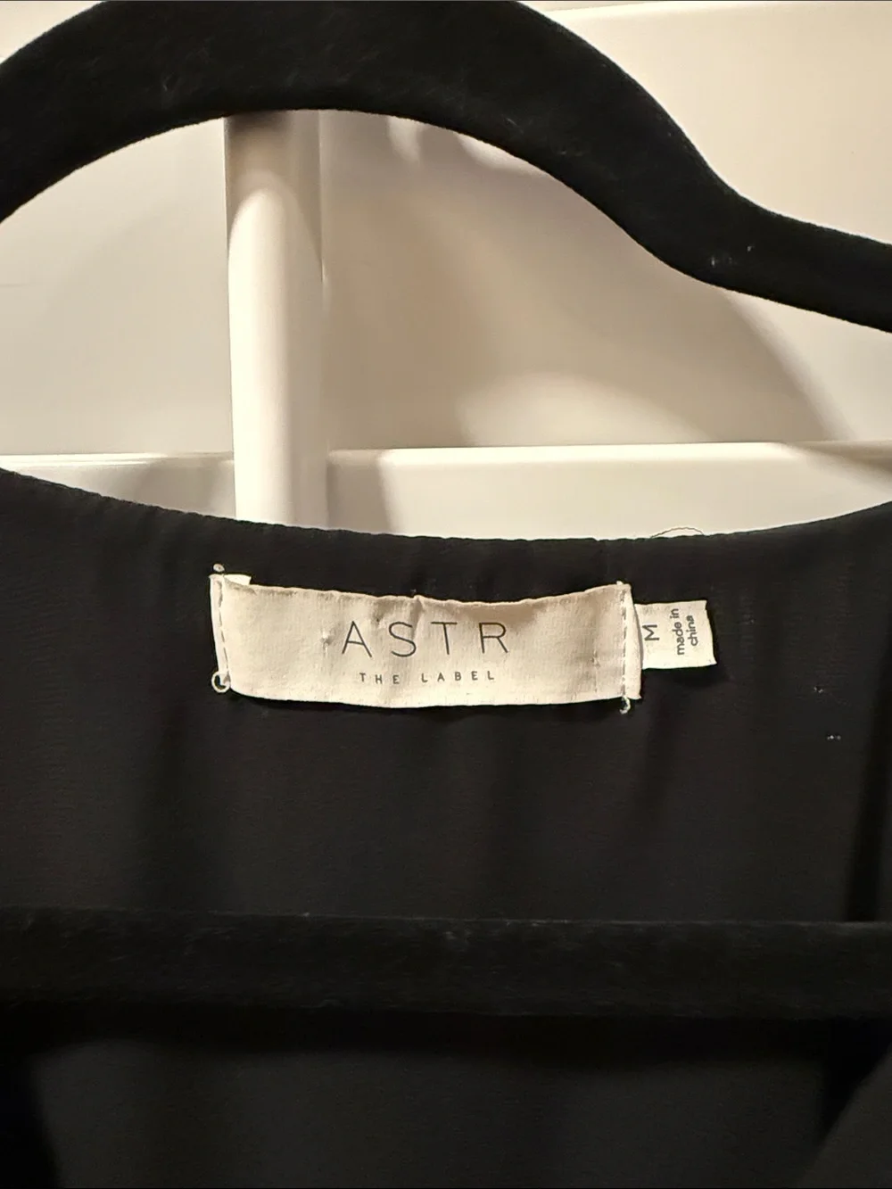 ASTR  The Label Black Satin V-Neck Puff Sleeve Top